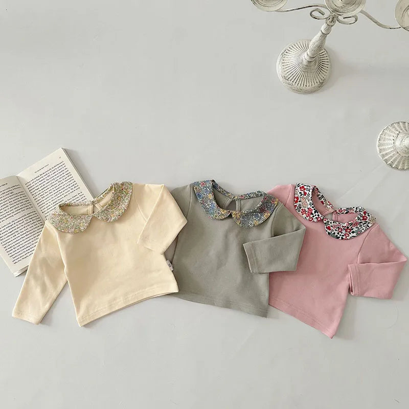New Spring Baby Shirt Girls Cute Floral Blouse Toddler Outwear Clothes Infant Tops 0-2Y Girls