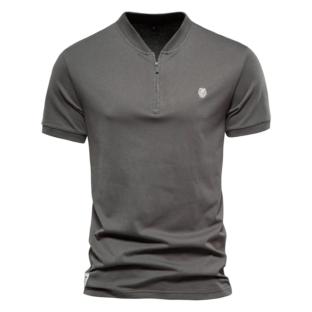 100% Cotton Embroidery Men's Polo Shirts Solid Colour Short Sleeve Polo Shirts Summer Social Polos For Men
