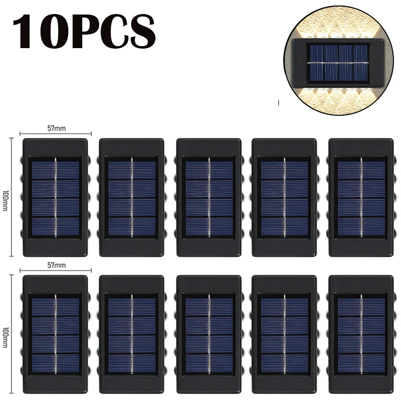 10 LED Solar Wandlamp Buiten Waterdicht Zonne-energie Licht Omhoog en Omlaag Verlicht Huis Tuin Veranda Tuindecoratie