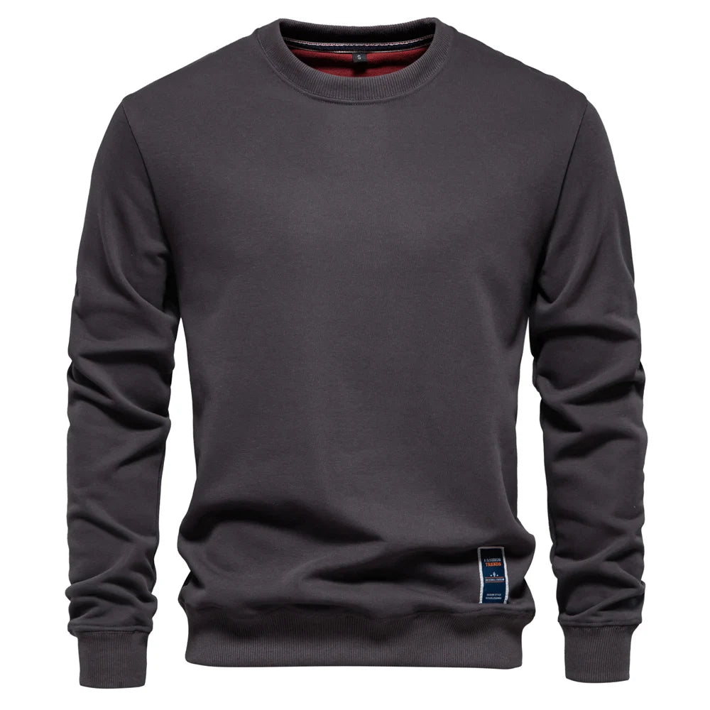 Men's Cotton-Blend Crew Neck Solid Colour Sweatshirts Pullover Casual Sport Sweatshirt for Men