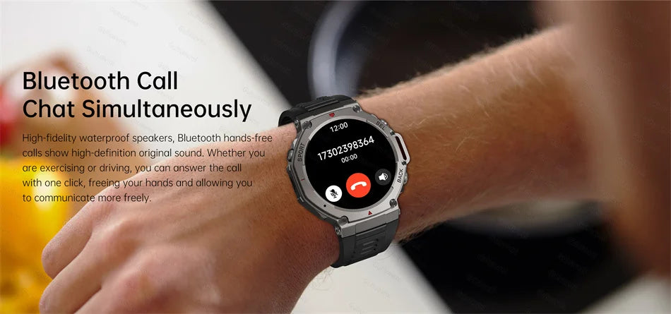 2025 New Outdoor Military Smart Watch Men GPS Track Waterproof Swim Health Monitor Compass GPS Sport Fitness Smart Watch Bracelet