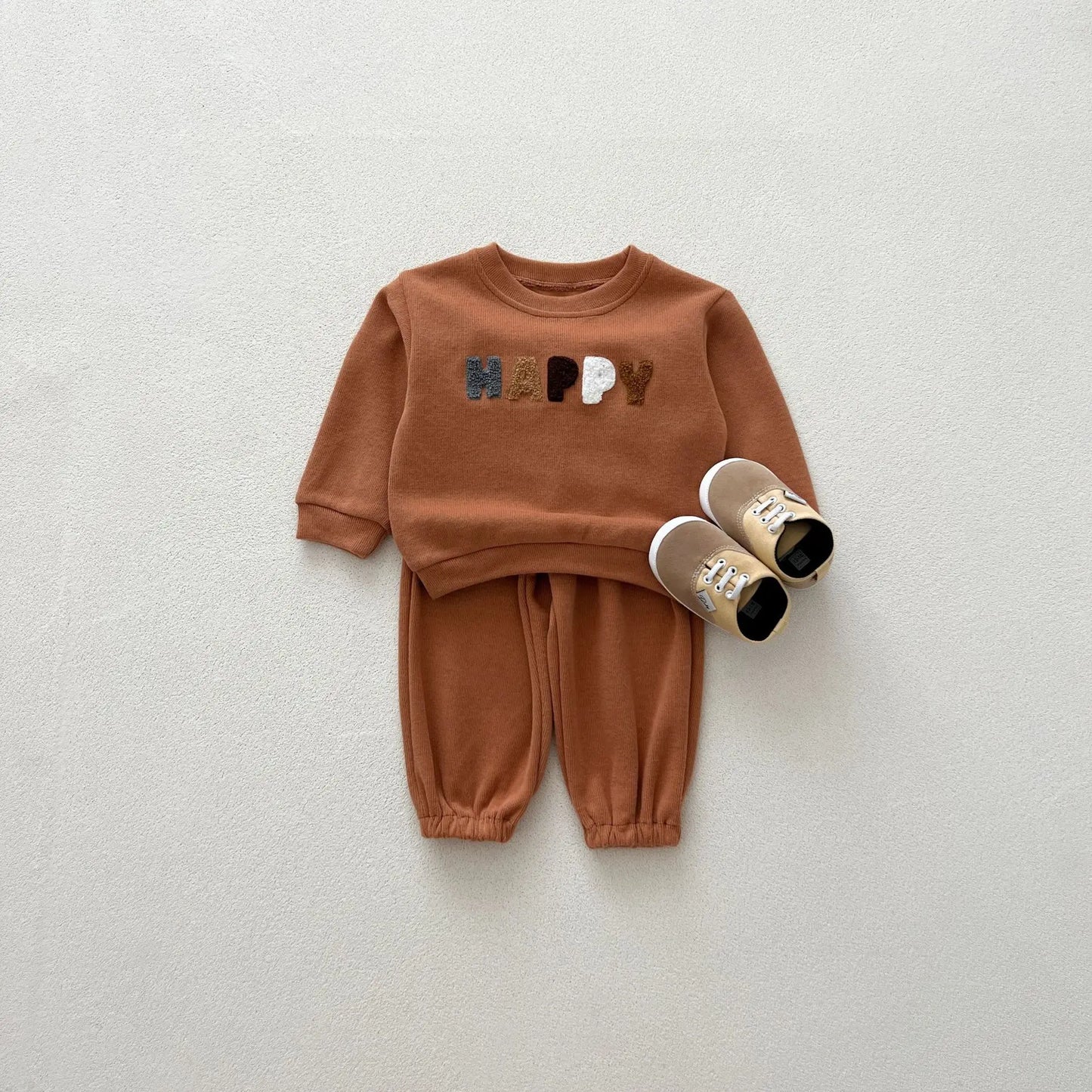 NEW Autumn Children's Clothing Pullover Set Boys Sweatshirt and Pants Girls Letter Hoodies Suit Kid's 2PCS Outfit 0-4Y Unisex