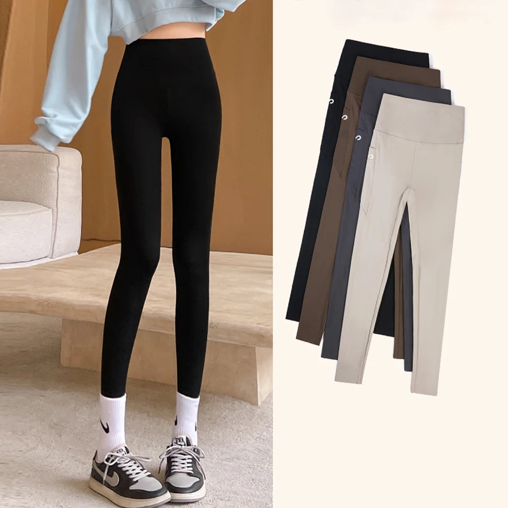 Autumn Winter Women's Leggings High Waist Letter Print Butt Lift Athletic Fitting Slim Basics Pants