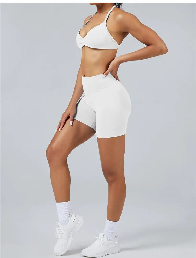 Seamless High Support Impact Yoga Bra Women Strappy Sport Bra Thin Strap Halter Workout Tank Fitness Top Gym Wear