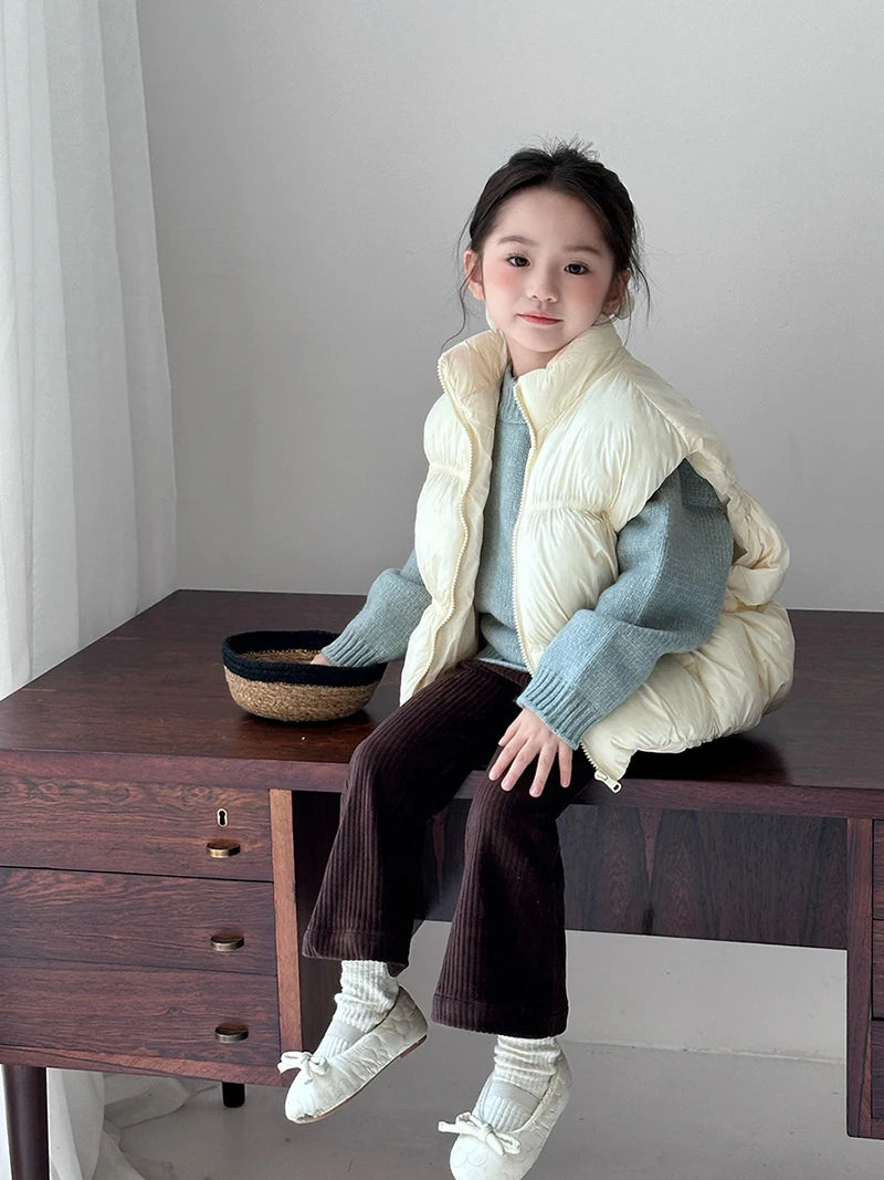 New Autumn & Winter Kids Vest Children's Thickened Turtleneck Waistcoat Korean Style Girls Boys Trendy Warm Outwear 2-6Y Unisex