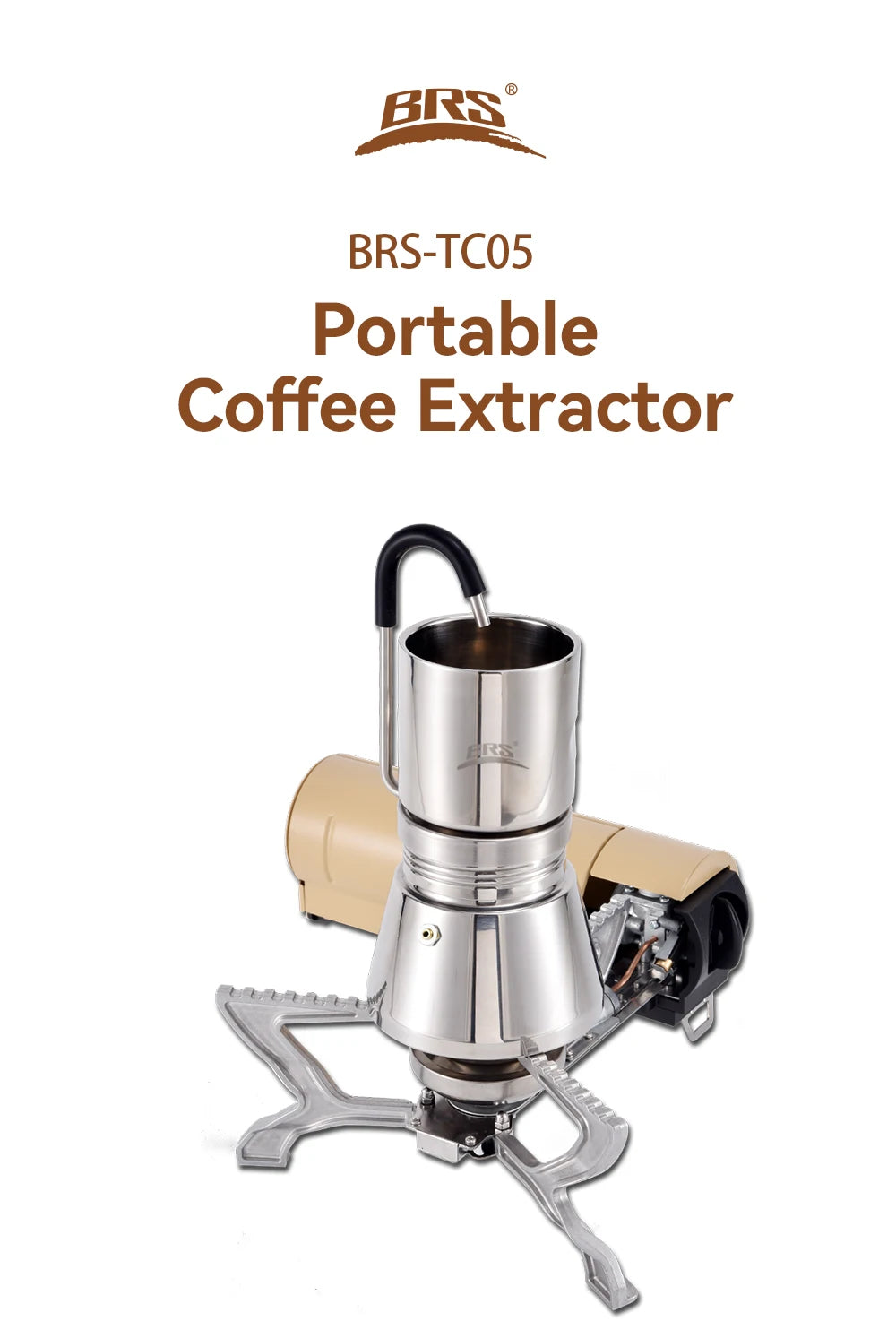 Camping Stovetop Coffee Distiller Maker Stainless Steel Moka Pot Outdoor Brewed Coffee Grinder for Office Home Camping
