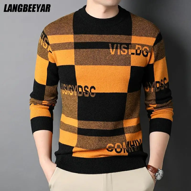 Men's Top Grade Fashion Designer Brand, Luxury Street Wear Knitted Pullover, Lettered Sweater, Autumn and Winter Male Casual Jumper