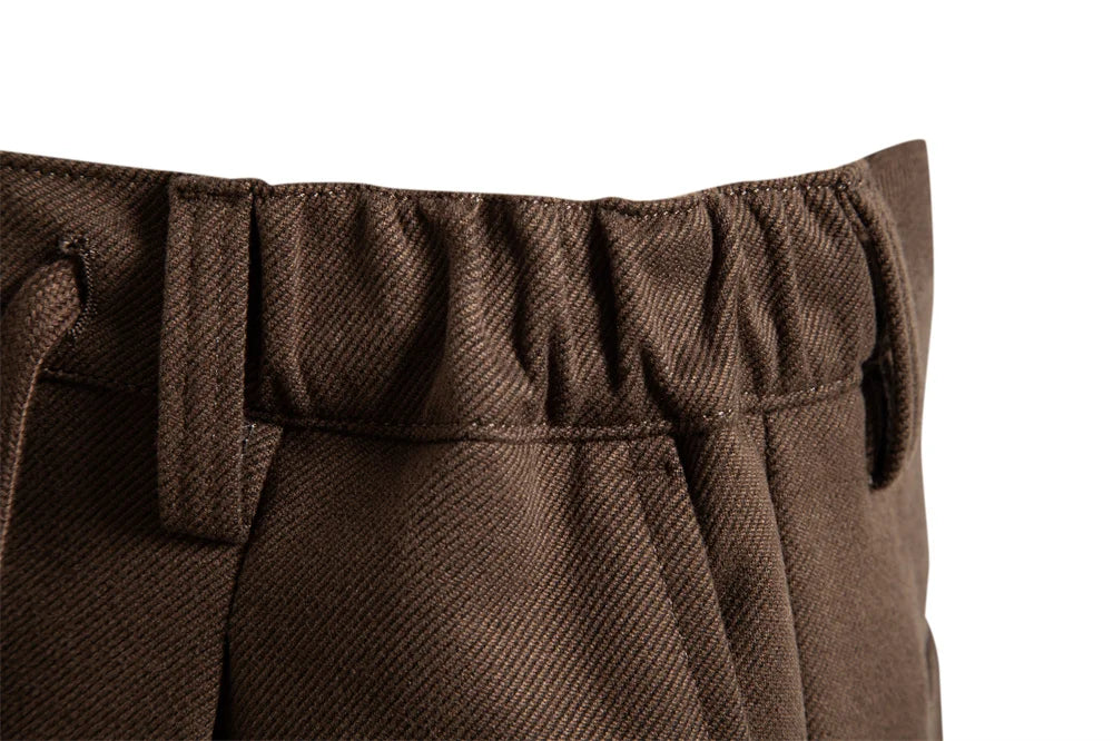 Men's Thermal Pants Solid Colour Winter Warm Casual Trousers Elastic Waist with Drawstring Slim Fit Zipper Pants