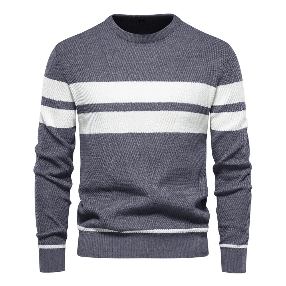 Men's Autumn Pullover Men's Sweater O-neck Patchwork Long Sleeve Warm Slim Sweaters Casual Fashion Sweater For Men