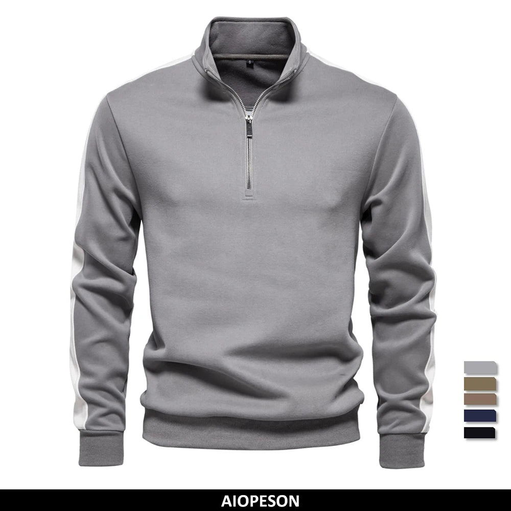 Men's Patchwork Quarter Zip Cotton-Blend Sweatshirts Lightweight Casual Sport Pullover Sweatshirt for Men