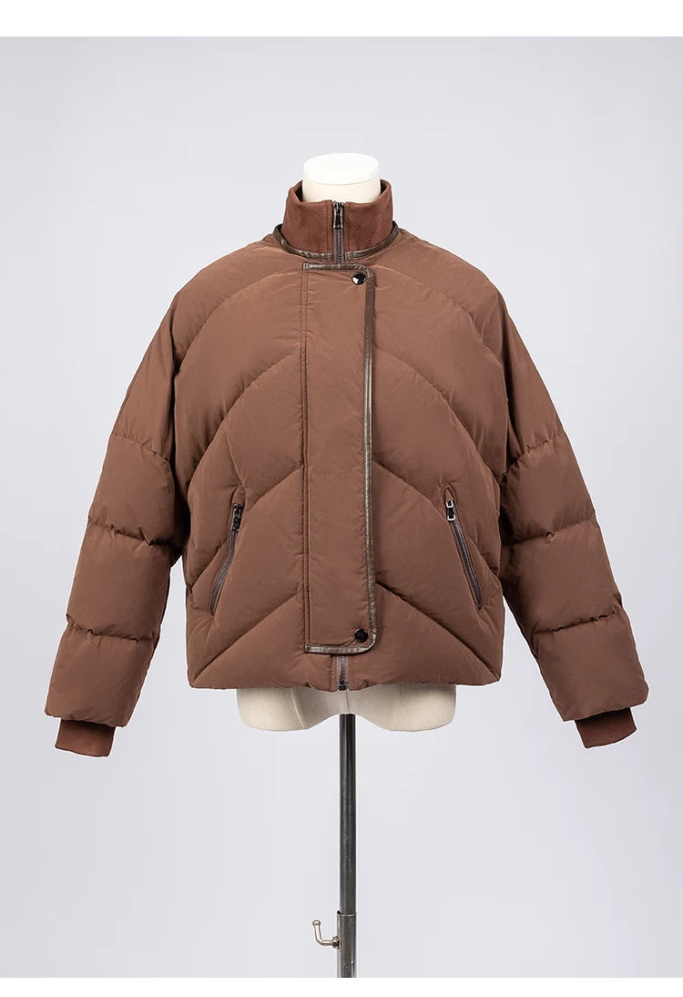 Women's High Quality Luxury Winter Puffer Jacket, White Goose Down Coats For Ladies