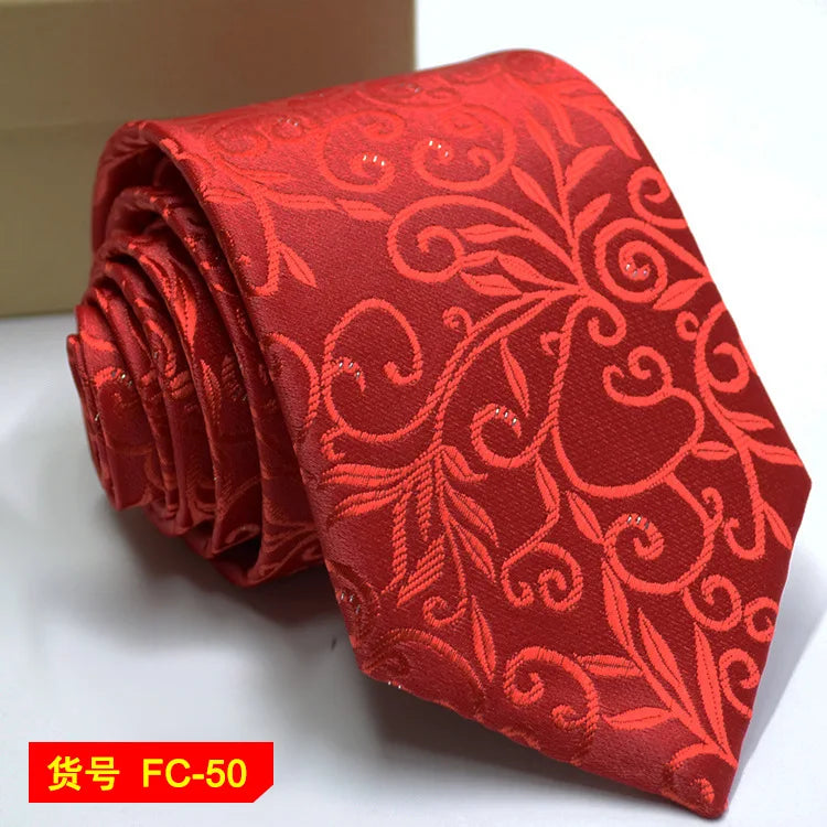 Men's Solid Color Stripe Floral Jacquard Necktie 7-8cm Width Fashionable Daily Wear Cravat for Wedding Party Gift