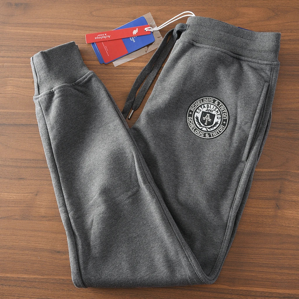 Spring New American Retro Terry Cloth Letter Embroidery Sweatpants Men's Simple Washed Drawstring Casual Sports Ankle-tied Pants