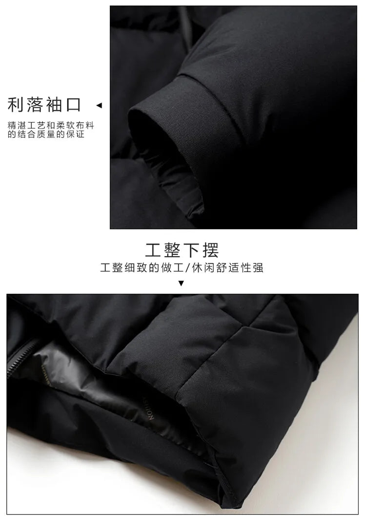 Men's High-Quality Solid Colour Business Casual Thickened Warm Cotton Jacket With Standing Collar Suitable For Male Daily Commute