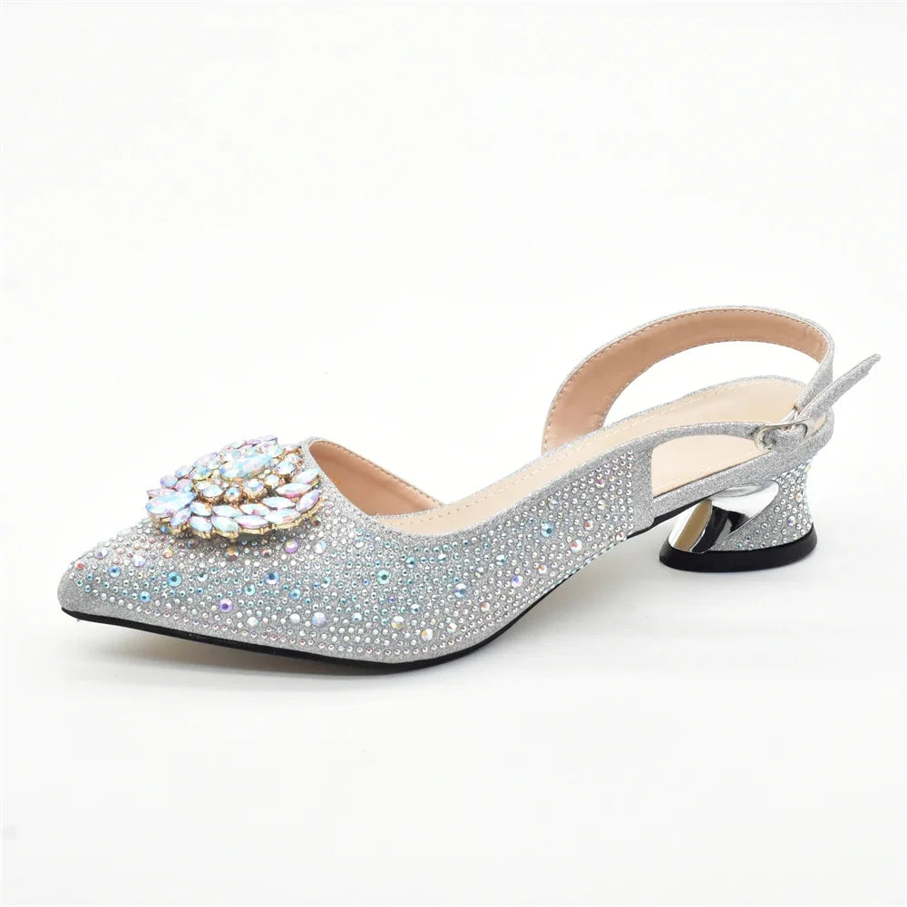 African Women Heel Shoes and Bag Party Set Italian Design with Matching Clutch Bag for Ladies' Wedding