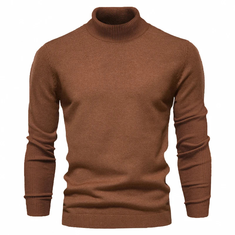 Winter Men's Turtleneck Sweater Casual Solid Colour Warm Pullover High Quality Slim Neck Long Sleeve Sweater For Men