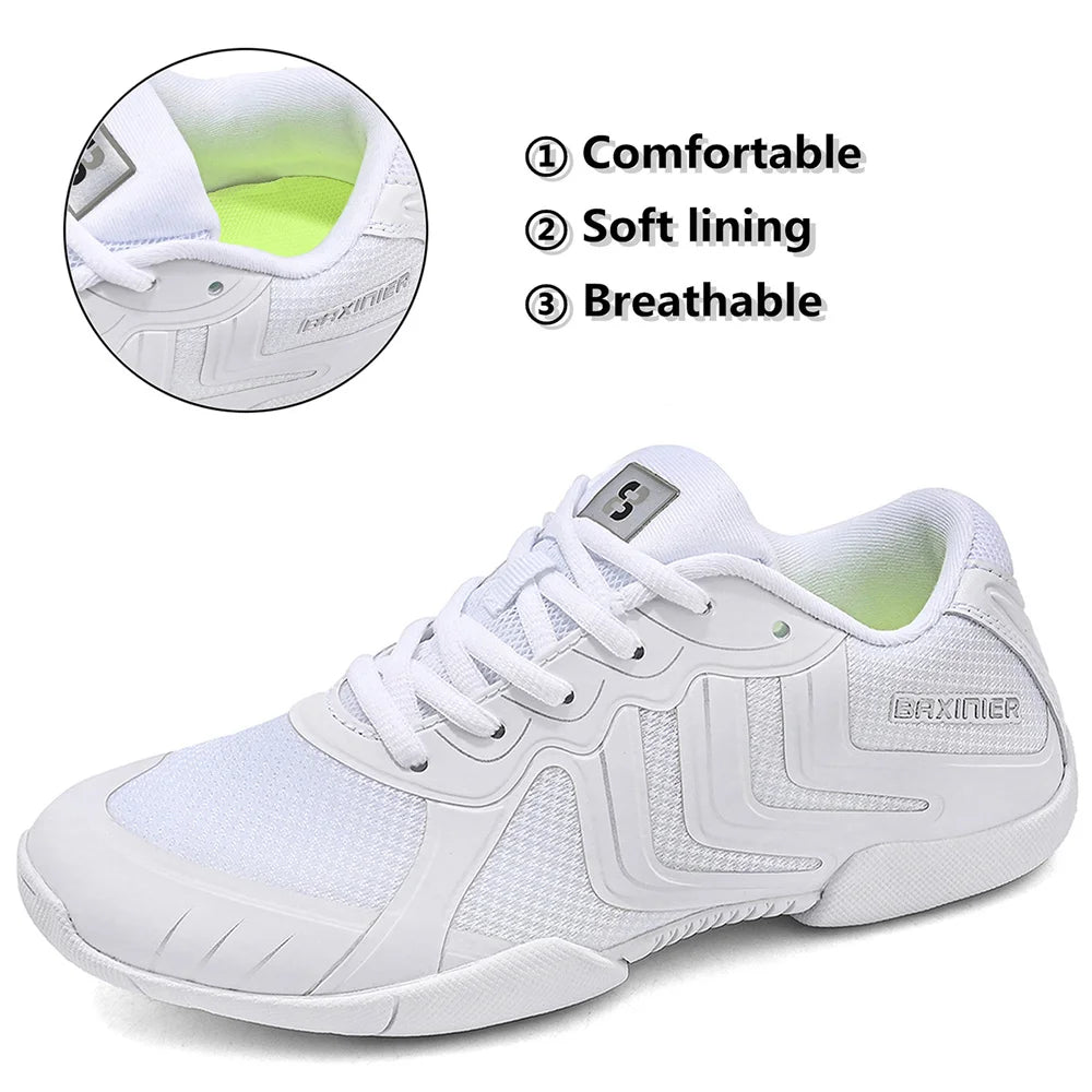 Girls White Cheerleading Shoes Lightweight Youth Cheer Competition Sneakers kids Breathable Training Dance Tennis Shoes