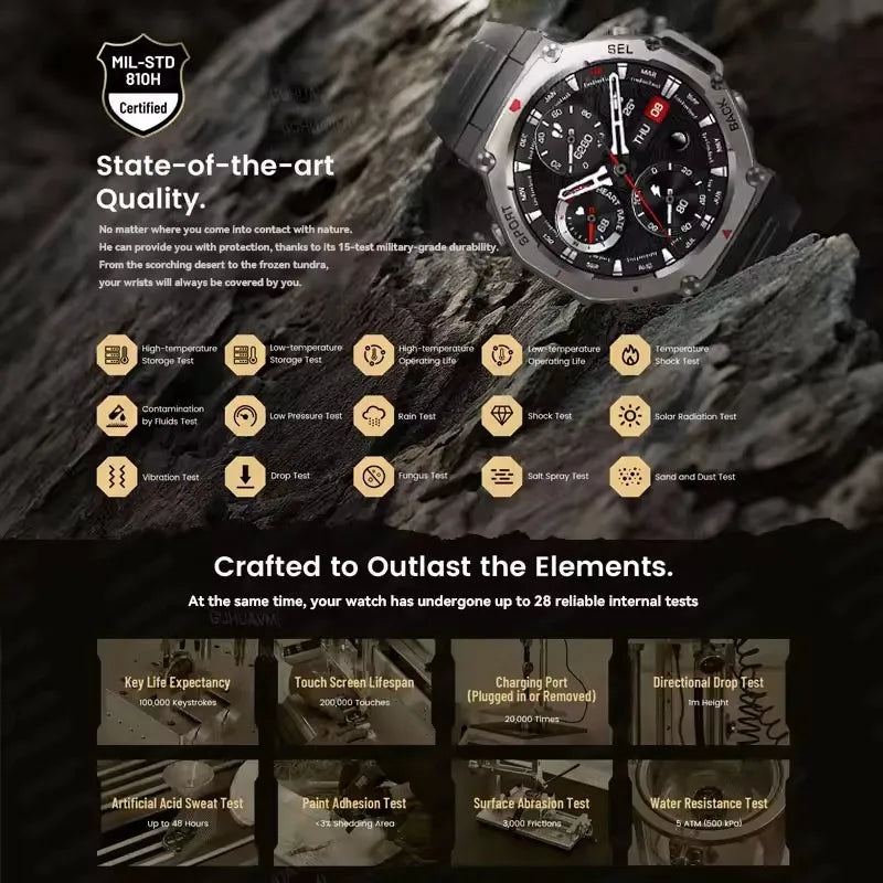 2025 Precise GPS Smart Watch 10ATM Waterproof Built-in Dual-Band GNSS Compass Military Sports Smartwatch For Men - Compatible with Xiaomi IOS