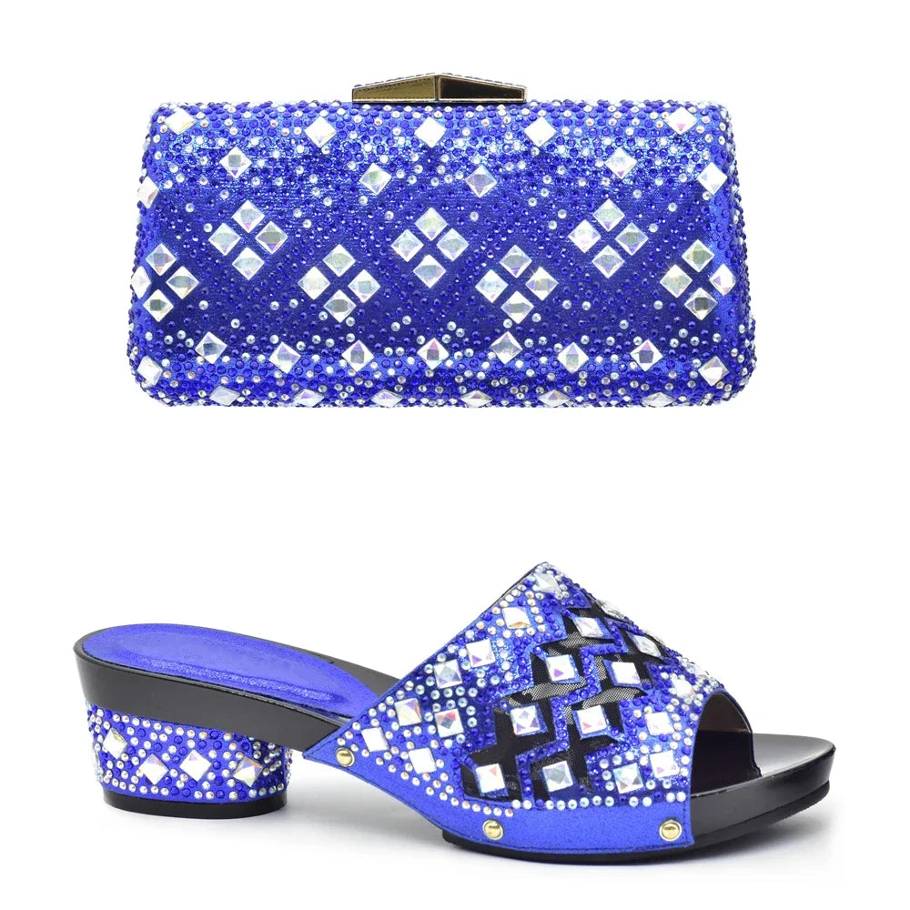 Italian Women Wedding Shoes and Bag Set Decorated with Rhinestone Shoes for Women 2025 Designer Luxury Elegant Pumps