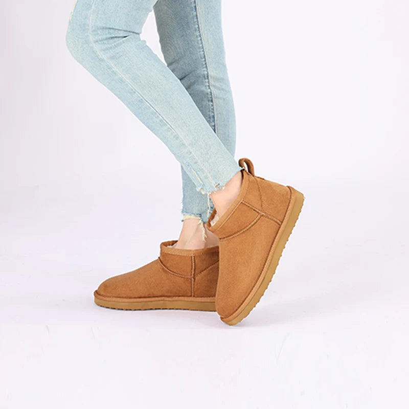 Women's Winter Snow Boots Classic Fur Plush Ankle Shoes Outdoor and indoor Use With Anti-Skid Warm Fuzzy Cotton Shoes