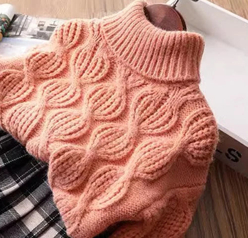Kids Sweaters Turtleneck Girls Boys Knitwear Children Pullover Warm Kids Base Tops 2-8Y Unisex