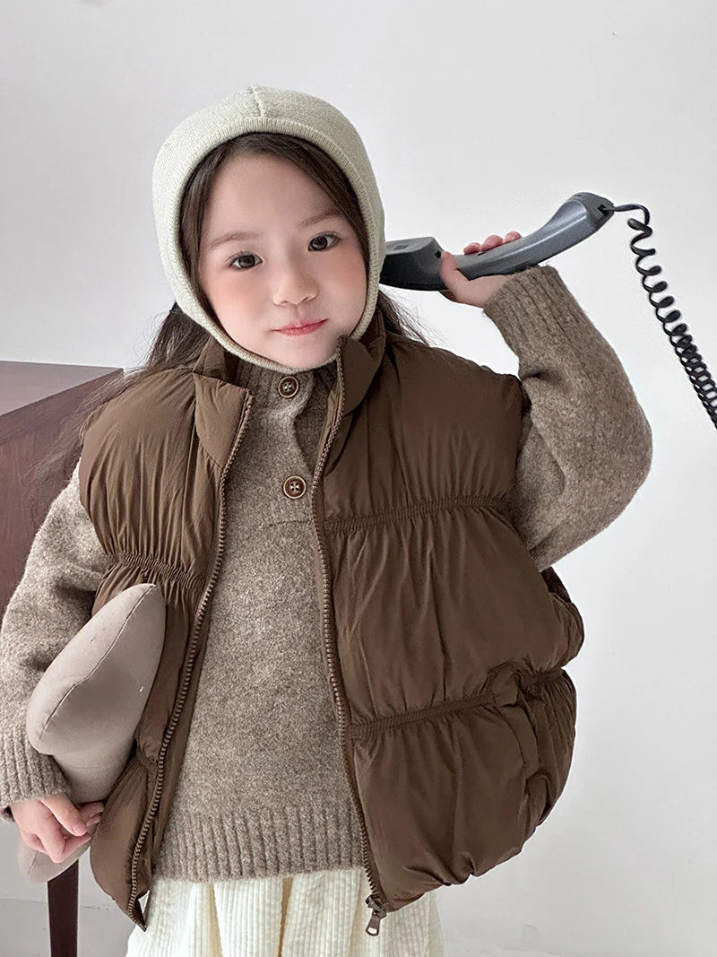 New Autumn & Winter Kids Vest Children's Thickened Turtleneck Waistcoat Korean Style Girls Boys Trendy Warm Outwear 2-6Y Unisex