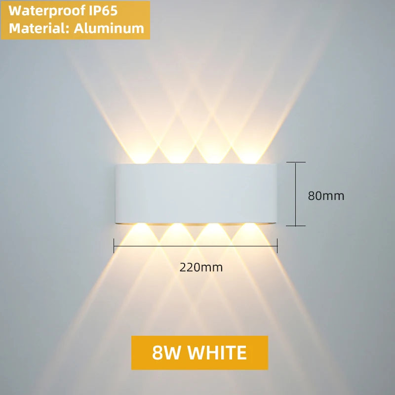 Aluminium binnenwandlamp, waterdichte IP65 LED-wandlamp, buitenverlichting voor in de tuin, slaapkamer, woonkamer, loft, decoratie, trapverlichting