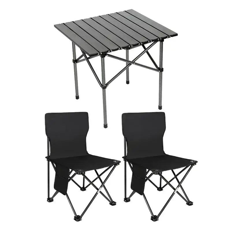 3-delige kampeertafelset met 2 opvouwbare stoelen, opvouwbare picknicktafel, Oxford stoffen krukken, waterdichte loempiatafel voor kamperen