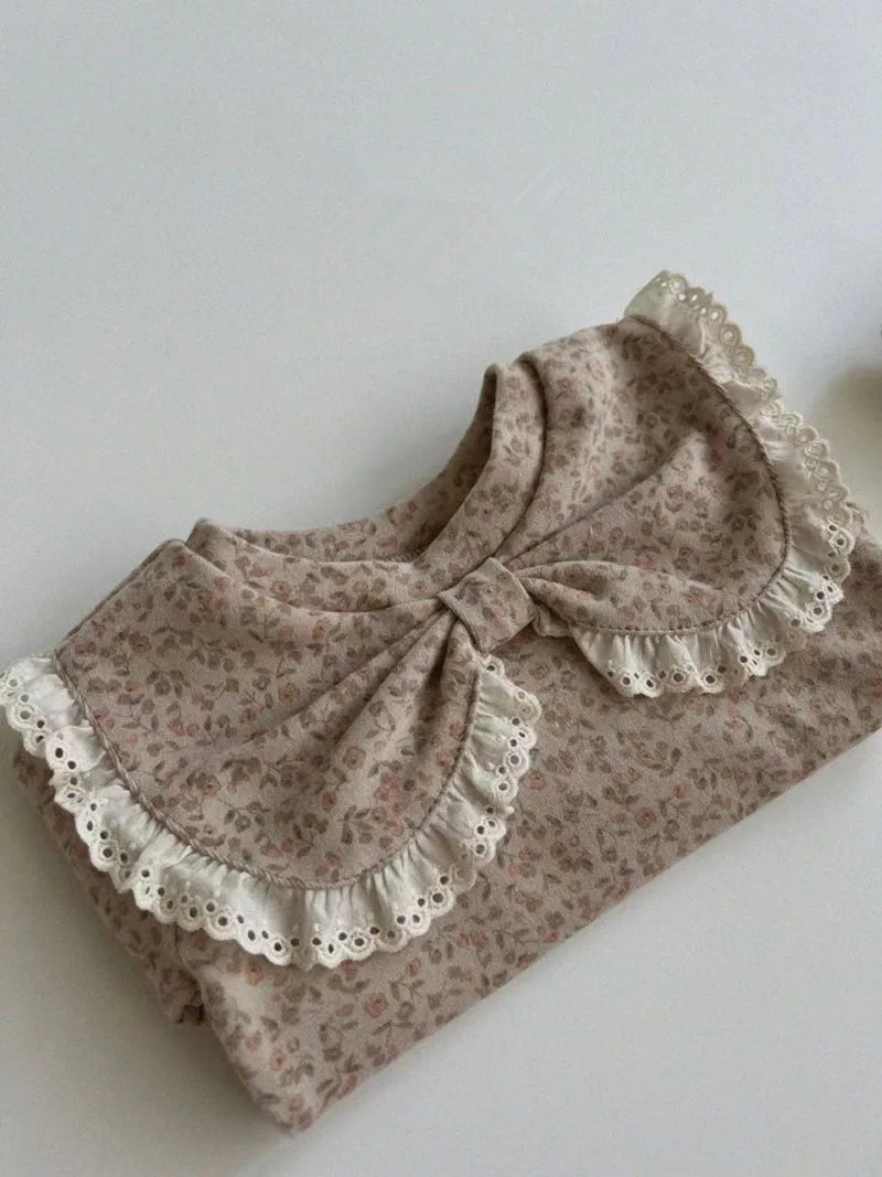 Herfst Baby Kant Bottoming Shirt Peuter Schattig Bloem Strik Kraag Basis Shirt Baby Dunne Lange Mouwen Meisjes Tops 1-3Y Meisjes