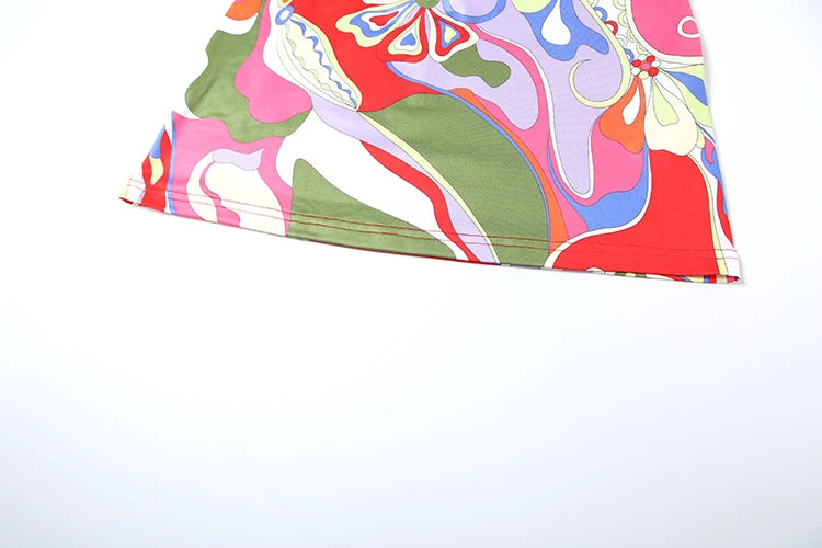 Women's Y2K Backless Dress Sleeveless Colorful Print Tight Mini Summer Sexy Clubwear High Stretch Polyester Spandex