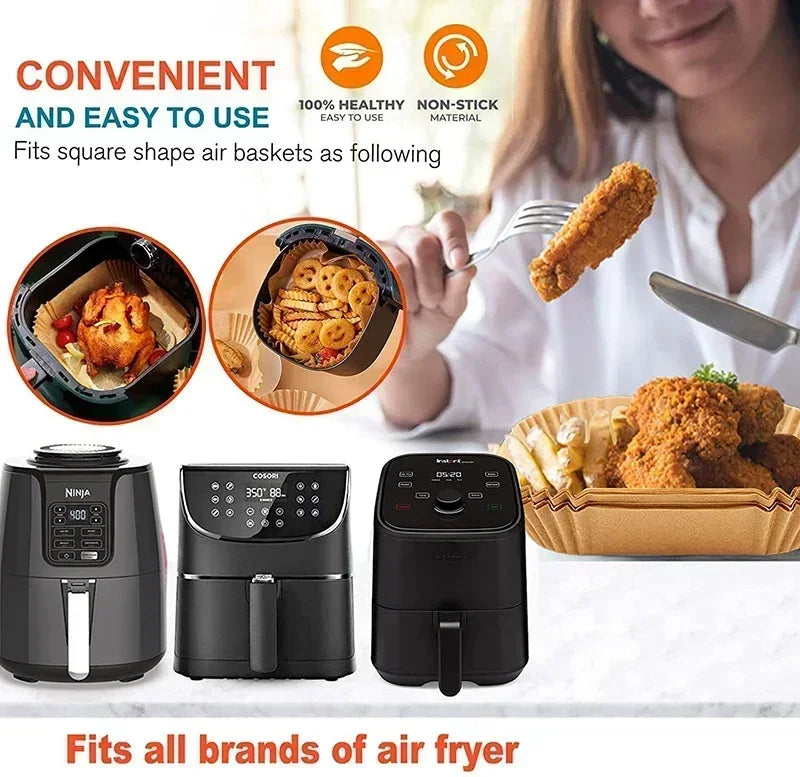 Set van 50 stuks Airfryer-accessoires Wegwerpbare antiaanbakpapieren bakvormpjes Bakovenpapier Aerogrill-bakvormpjes