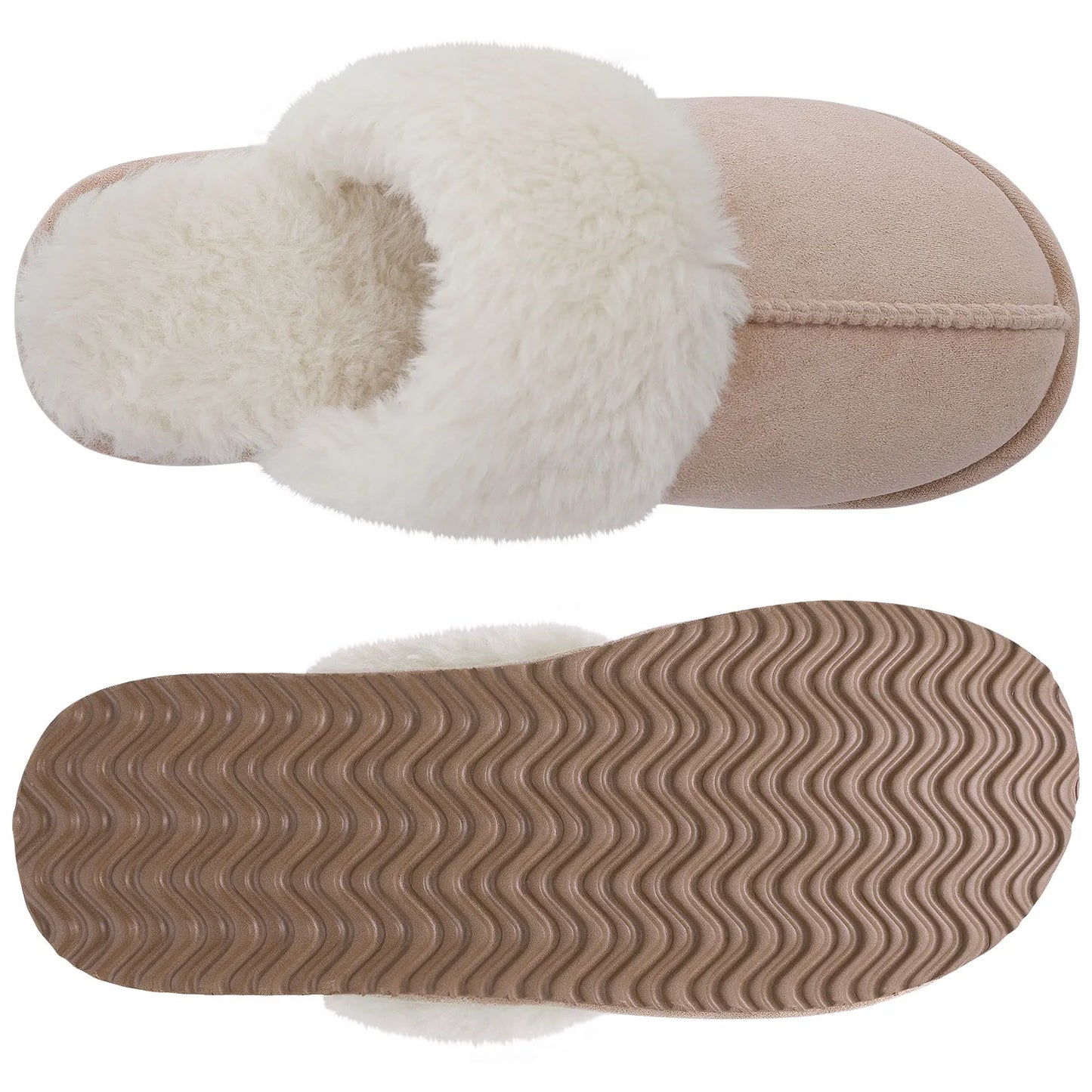 Unisex Fuzzy House Winter Slippers Fashion Fur Collar Suede With Fluffy Memory Foam Indoor Slides Plush Cotton Shoes For Men & Women