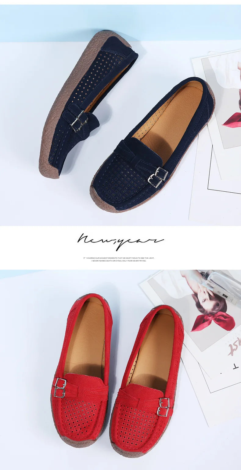 Women's Female Ladies Mother Shoes Sandals Platform Flats Slip On Hollow Summer Cool Moccasins Vulcanized Shoes 41 42