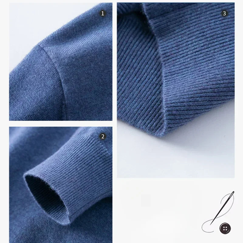Men's Warm V-Neck Solid Colour Sweater, Autumn & Winter Stretch Top, Daily Leisure Pullover Knitwear, Male Business Casual