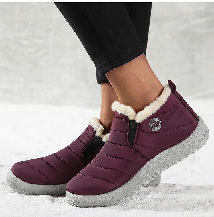 Men's Warm Fur Flat Shoes Waterproof Winter Slip-On Sneakers For Men