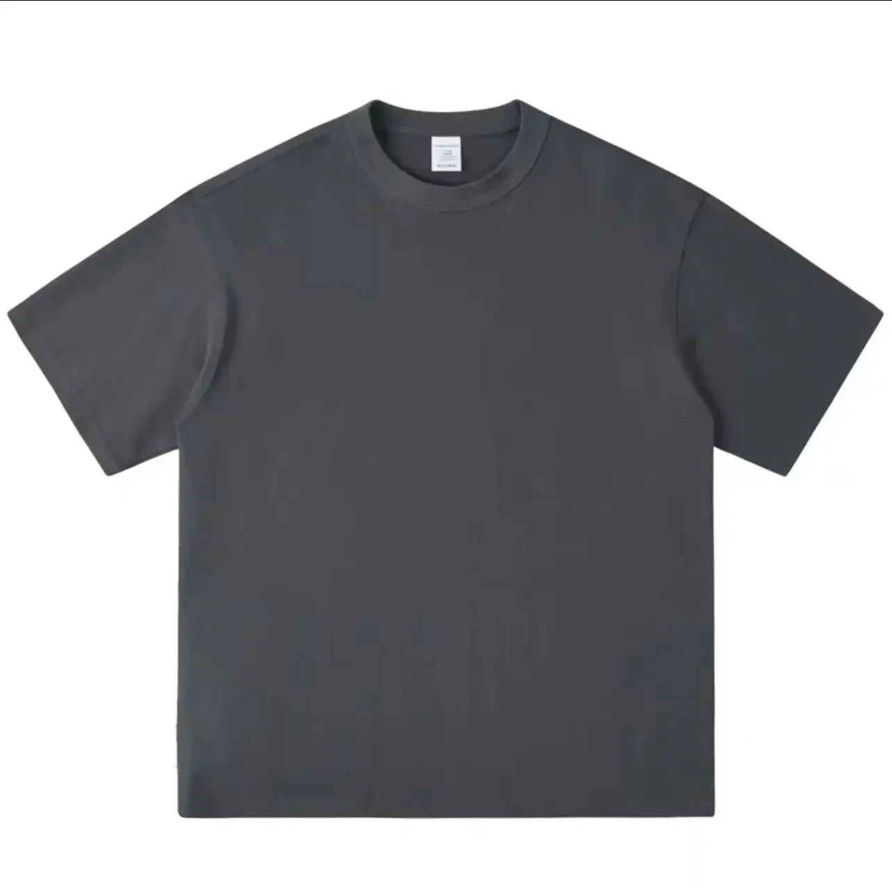Black White GSM 500g Heavy-Duty Pure Cotton T-shirt Thickened Threaded Round Neck Short Sleeves Three Needle Half Sleeve Tees
