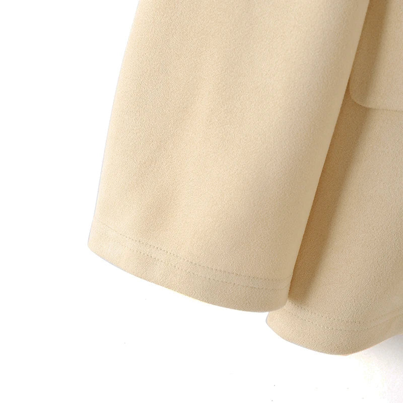Casual Suede Women's Blazer 2025 Spring Fall Long Sleeve Lapel Neck Suit Jackets Elegant Single-Breasted Streetwear Coats
