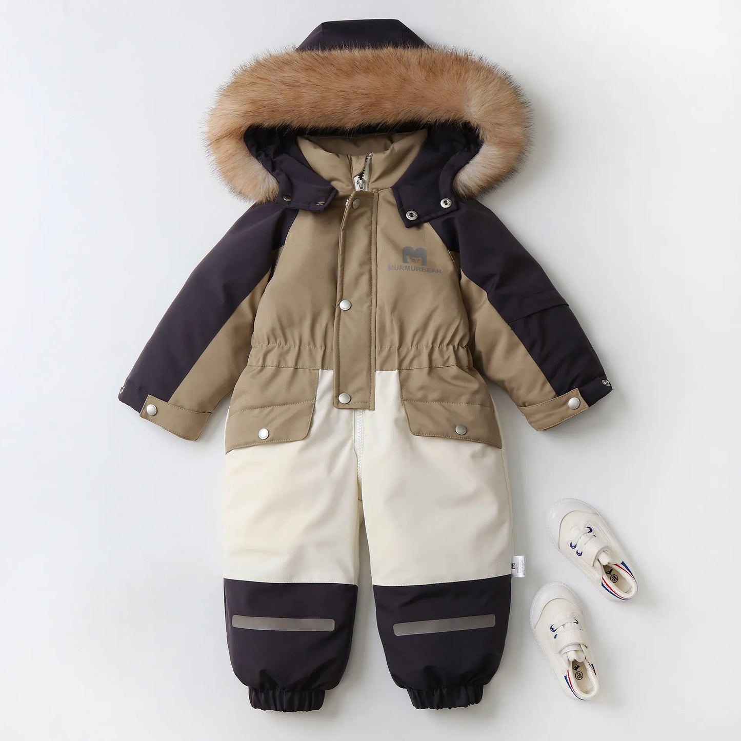 Winter Children's Clothes Snowsuit Boys Fur Lining Overalls Thicken Kids Snowsuit Hooded Ski Suit Girls Warm Jumpsuit 4-6Y Unisex
