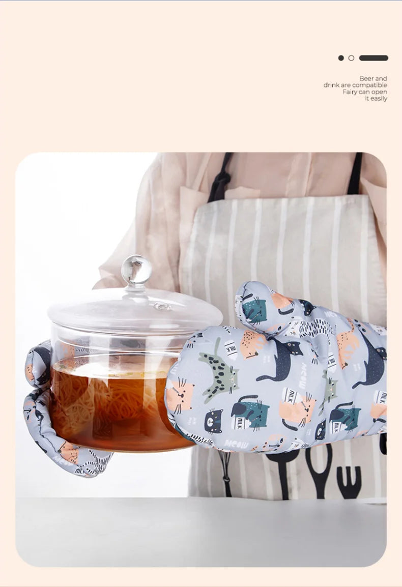 GIANXI Microwave Mitts Gloves Anti-scald Heat Resistant Insulation Non-slip Kitchen Tools Oven Mitts Baking Accessories