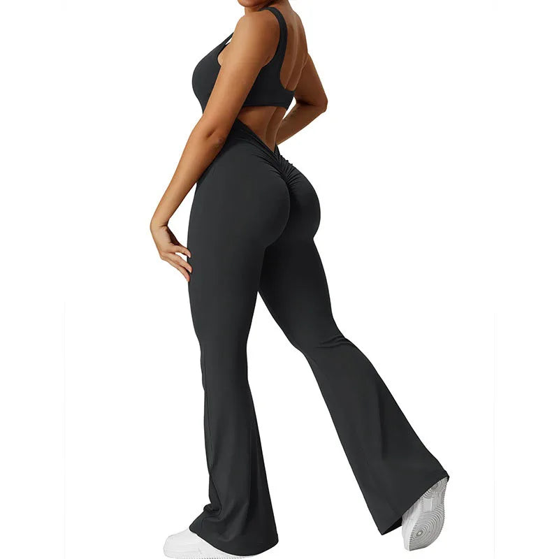 Sexy strakke jumpsuits voor dames, effen kleur, uitgehold, rugloos, mouwloos, yoga-rompertjes, vrouwelijke stretch, workout, liftende heupen, bodysuits