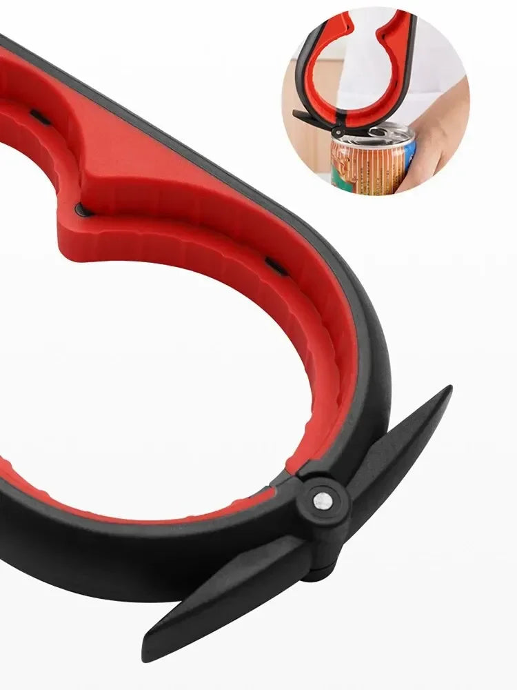 4-in-1 Multi Functional Can Opener Bottle Opener Cap Twister Anti Slip Heavy Duty Stainless Steel Kitchen Tool