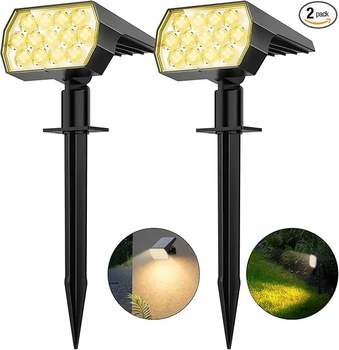 52 LED-Solarstrahler für den Außenbereich, IP65, wasserdicht, mit 3 Modi, Landschaftsbeleuchtung für Gehwege, Hof, Garten