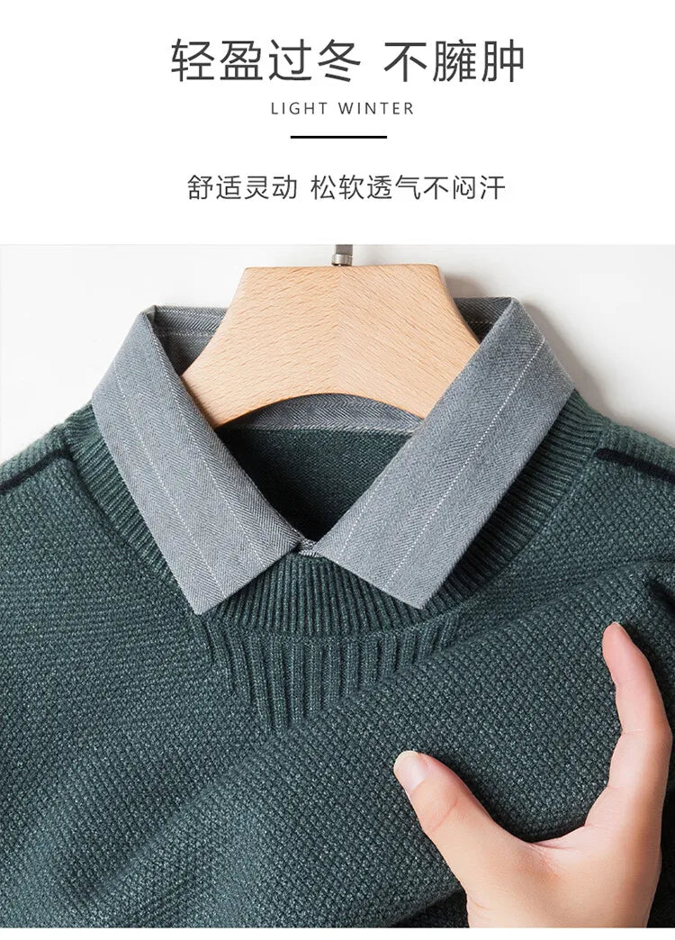 Men's Solid Colour Sweater, Stretchy and Warm For Autumn, Suitable For Business Casual and Male Daily Commute