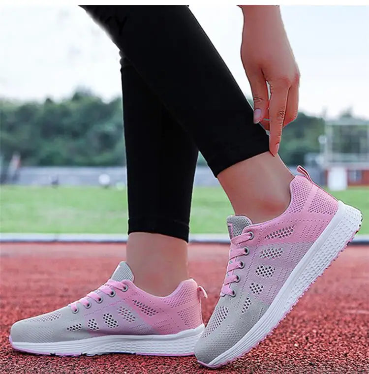 2025 Nieuwe mode damessneaker platte damesschoenen mesh stof casual sneaker dames veterschoenen vrouwelijke sneakers voor dames