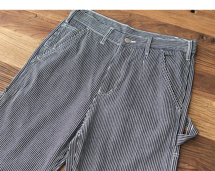 3903# Spring New American Retro Denim Carpenter Cargo Jeans Men's 100% Cotton Washed Loose Casual Multi-pocket Straight Pants