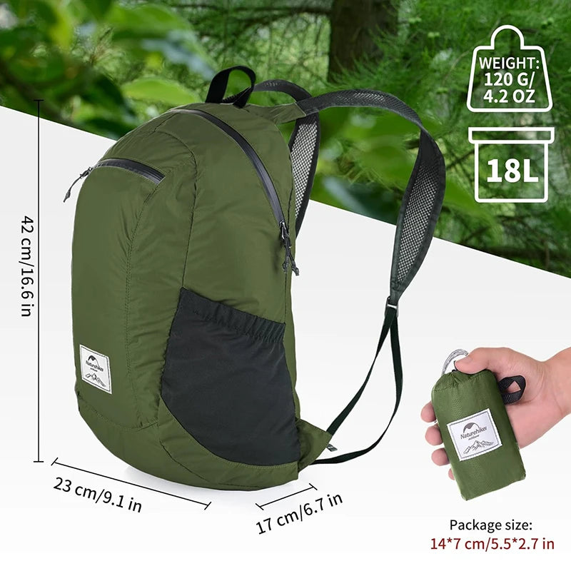 Camping Backpack 18L Capacity Portable Foldable Waterproof Shoulder Bag Men Women Outdoor Travel Hiking Backpack