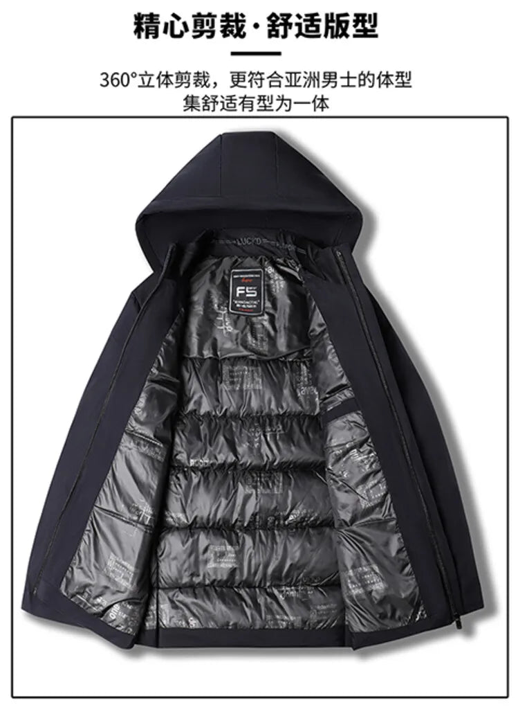 Men's High-Quality Hooded Thickened Warm Cotton Coat, Suitable for Daily Commuting, Elegant Business and Casual Wear Size L-5XL