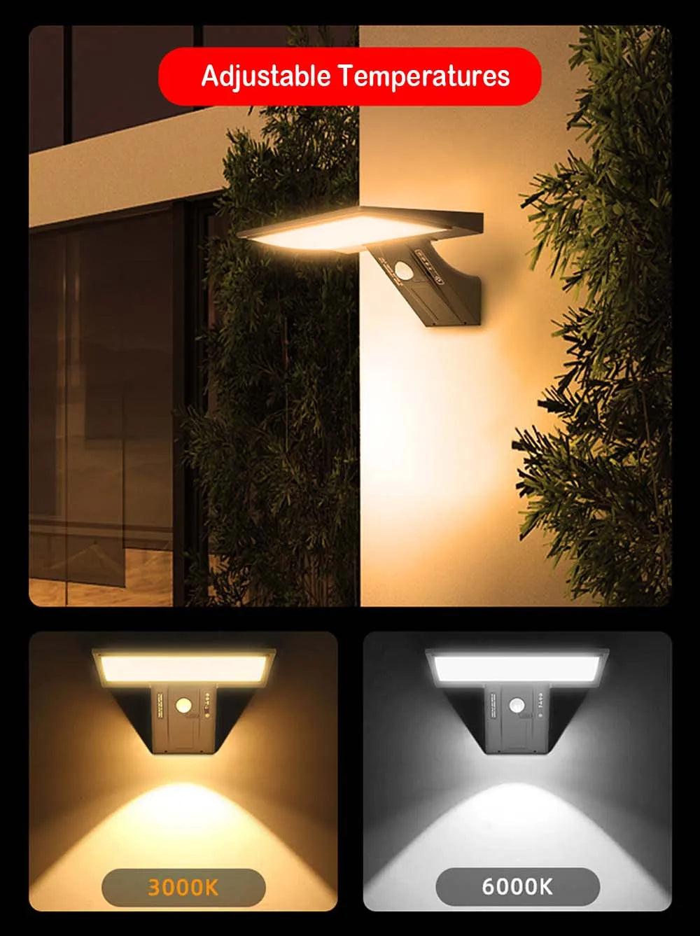 Solar Outdoor Lamps Garden Wall Motion Sensor Street Lawn Light IP 65 Waterproof Warm White Courtyard Solar Power Spotlighting