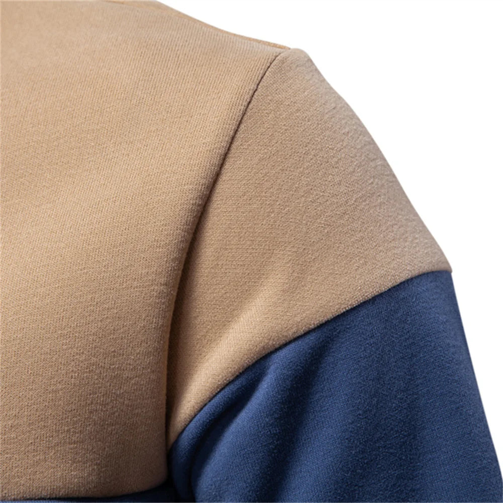 Men's Premium Design Sweatshirt Colour Block Hoodies Long Sleeve Business Casual Social Sweatshirt