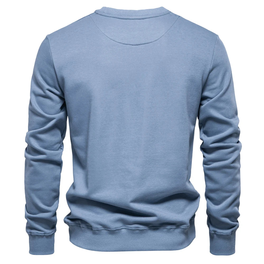 Men's Cotton-Blend Crew Neck Solid Colour Sweatshirts Pullover Casual Sport Sweatshirt for Men